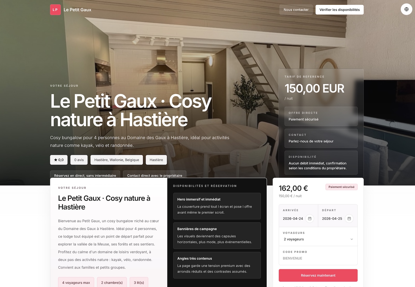 Apercu d'un site de location Bookly Direct